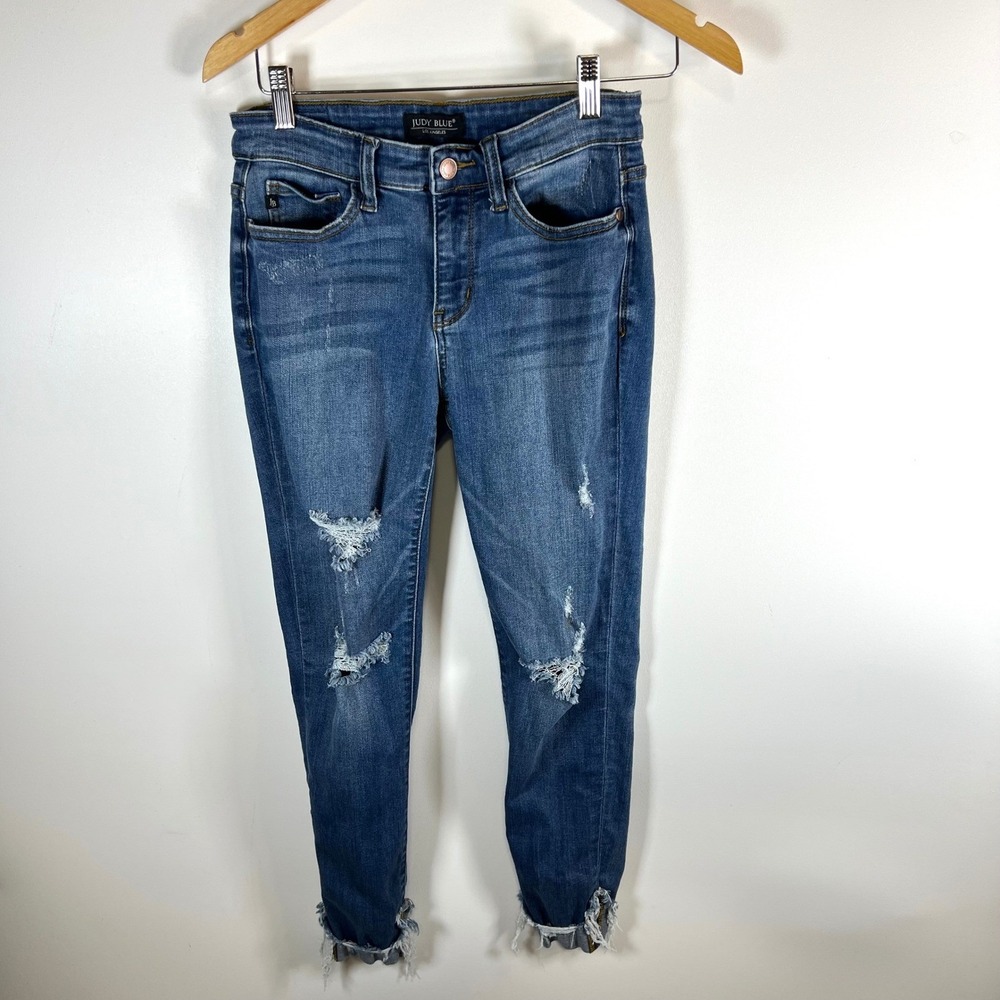 Judy Blue Los Angeles Distressed Skinny Jeans Blue Wash Women's Size‎ 5 27